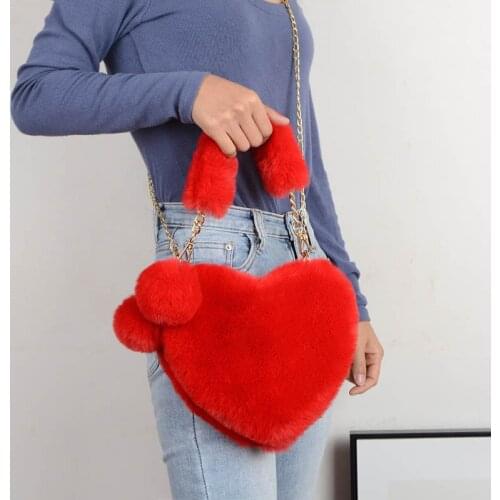 2021 Fashion Ladies Plush Shoulder Bag Elegant Female Underarm Bag Faux Handbag Fluffy Fluffy Handbag
