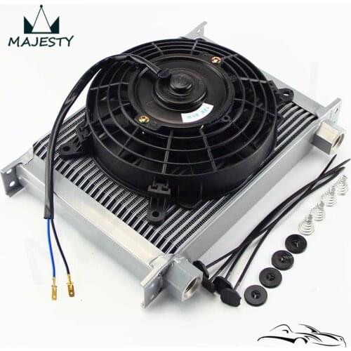 28 Row Engine Transmission AN10 7/8-14 Female Oil Cooler+7" Electric Fan Kit