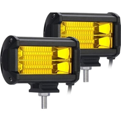 2X 5 Inch 72W LED Work Lights Waterproof Off Road Pod Fog Lights Yellow Lamps for Trucks ATV UTV Polaris Boat Golf Cart