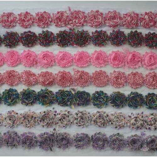 Free ePacket 16y 2.5" Chic Print Shabby Chiffon Flowers for Girls Hair Accessories,Headband Flowers for Kids,Shabby Flowers