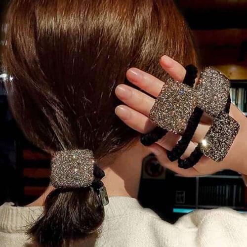 Shining Cube Love Head Rope Retro Love Ponytail Hairband Korean Style Female Fashion Hair Accessories