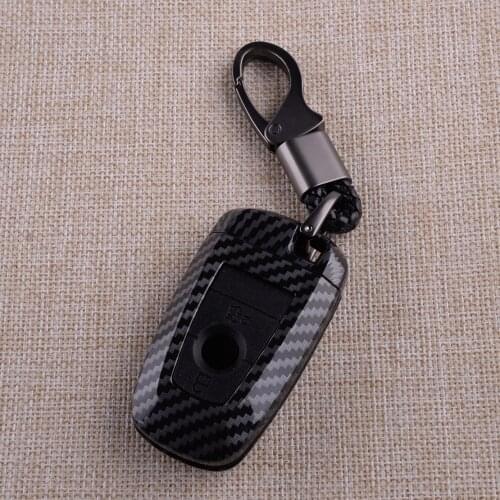 Carbon Fiber Style Car 3 Buttons Remote Key Fob Shell Silicone Cover Holder Case Fit for Ford