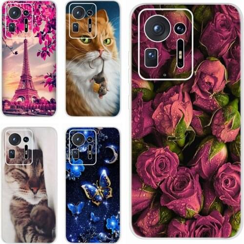 For Xiaomi MiX 4 Case MiX4 Cute Rose Cats Cover Soft Silicone Phone Cases For Xiaomi Mi X4 MiX 4 Back Cover Fundas Bumper 6.67