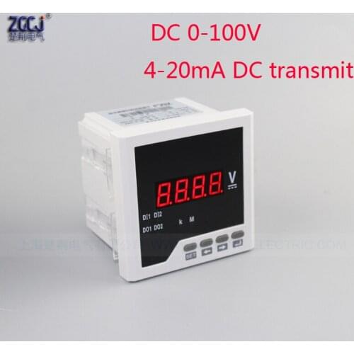 Digital DC voltmeter with 4-20mA 0-10V transmit output DC 0-100V voltage panel meter with one way analog signal transmit output