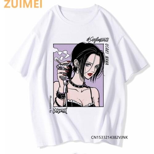 Japanese Anime Nana Osaki Print Goth Harajuku Top Women T-shirt Casual ladies basic O-collar Short Sleeved Tshirt Girl,Drop Ship