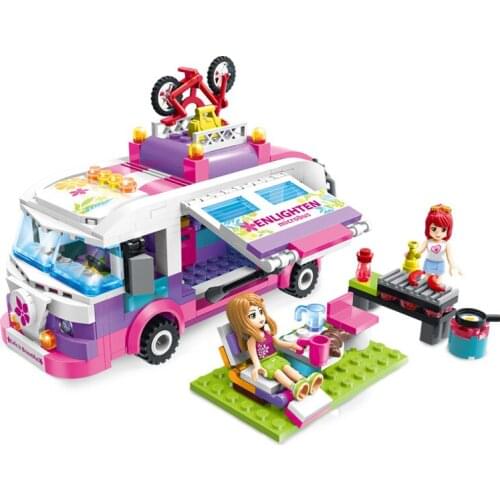 City Park Series Cafe Shop Camping Car Models Construction Educational Building Blocks Toys For Girls DIY Birthday Present 2003