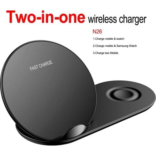 Hot Sale Quickly 2-in-1 Wireless Charger for iphone XS Max XR Fast Charging Dock Charger for Apple Watch Samsung Watch