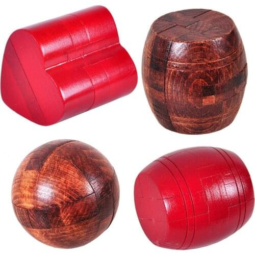 IQ Brain Teaser Kong Ming Lock Lu Ban Lock Beech 3D Wooden Interlocking Burr Puzzles Game Classical Toys For Adults Kids 6Y