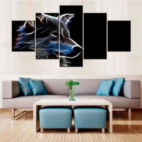 5 Panels HD Printed Animal Wolf Painting Canvas Print Room decor print poster Picture Canvas