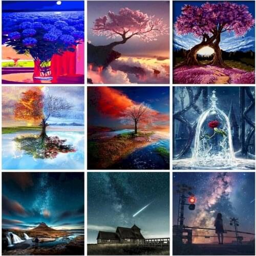 SDOYUNO Painting By Numbers Kits Scenery DIY 60x75cm Oil Paint By Numbers On Canvas Landscape Frameless Handpaint Draw Number