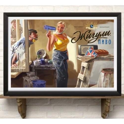 Vintage Soviet Russian Pin Up Girls Female Plasterer Retro Poster Canvas Painting DIY Wall Paper Posters Home Decor Gift