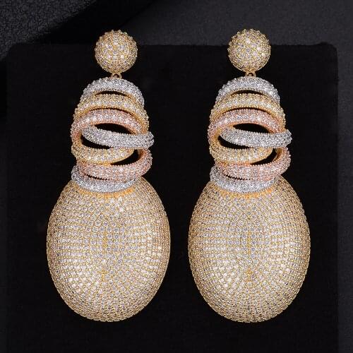 LARRAURI Elegant Statement Earrings Jewelry Boucle D'oreille Femme Bridal Wedding Rhinestone Cubic Zirconia Earrings For Woman