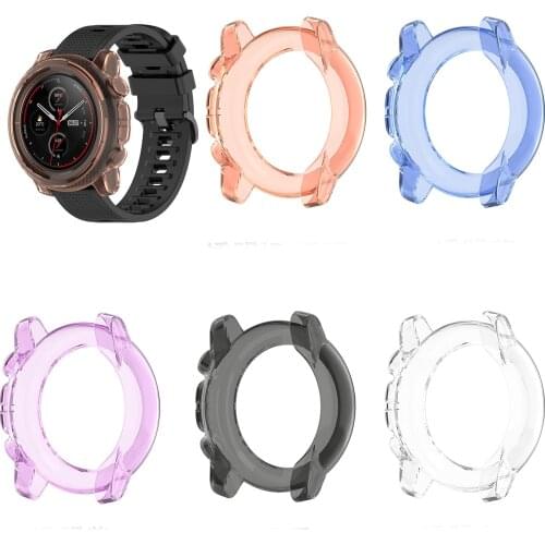 TPU Soft Glass Screen Protector Case Shell Full Edge Frame For Amazfit Stratos 3 Smart Watch Stratos3 Protective Bumper Cover