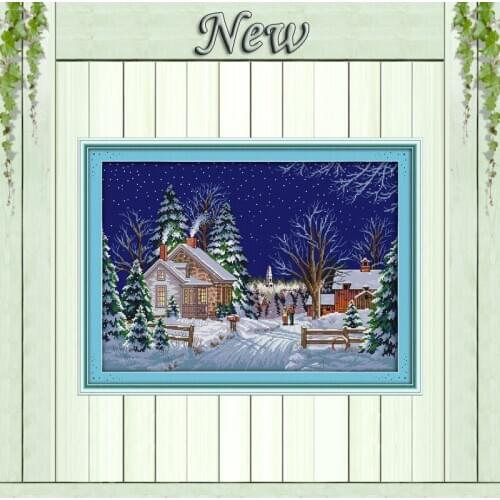 Country walks winter sonw house Painting Counted Printed on canvas DMC 14CT 11CT Cross Stitch DIY Needlework Kits Embroidery Set