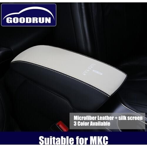 Car armrest pad cover For Lincoln MKC microfiber leather interior accessories silk screen central control box protactor
