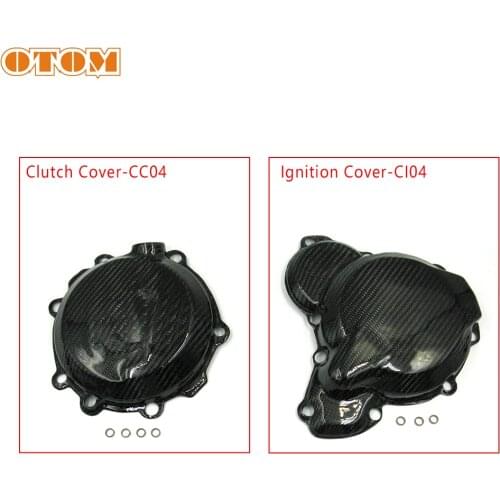 OTOM Motorcycle Clutch Cover-CC04/Ignition Cover-CI04 Carbon Fiber Protective Containment For HUSQVARNA TC TE TX 250 300 17-20