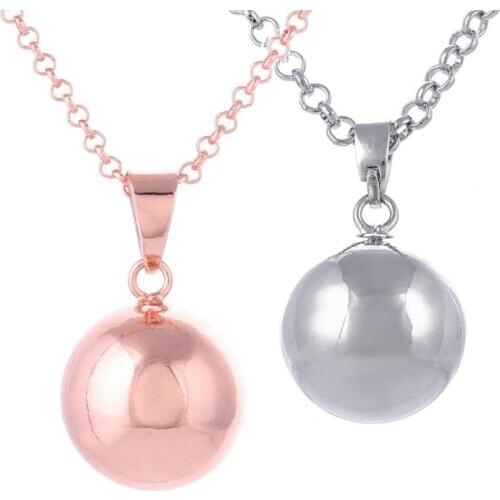 Harmony Ball Necklace Brilliant Pregnancy Vintage Chime Bola Pendant 40" Long Chain Necklace for Mother Bady Jewelry