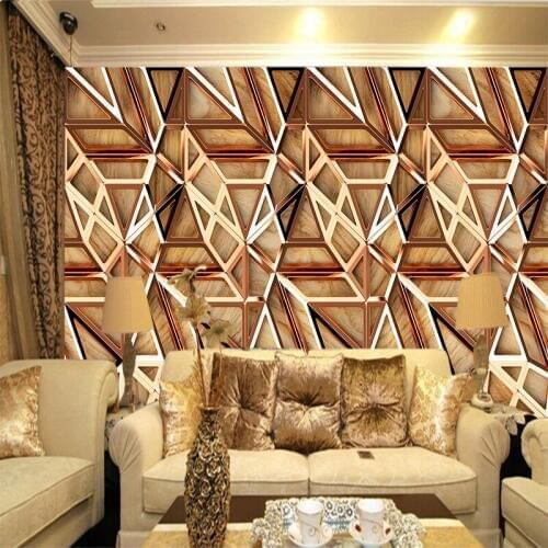 Custom Modern Geometric Pentagonal Livingroom Background Wall Painting Decorative Wallpaper Photo Mural Bedroom