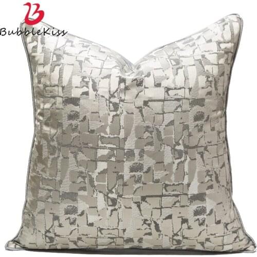 Bubble Kiss Cushion Cover Silver Plaid Light Luxury Living Room Sofa Home Decoration Bedroom Bedside Supplies Comfort Pillowcase