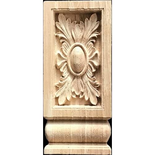 Retro Vintage Wood Carved Onlay Applique Carpenter Frame Decal Furniture Decoration Wooden Craft Decorative Gate Flower Ornament