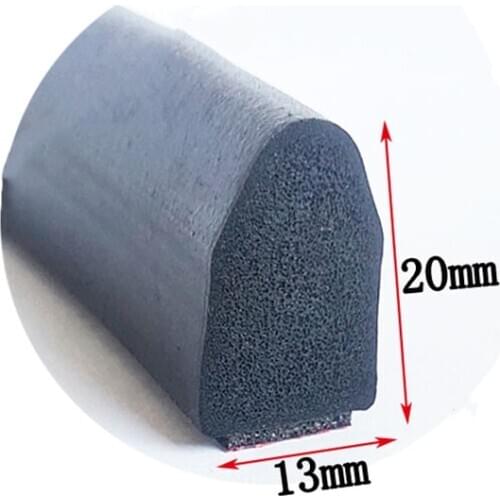 Self-adhesive EPDM Rubber Foam Sponge Seal Strip Half Round D Insulation Bar 13x20mm Thick Black