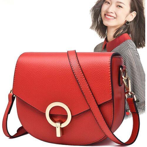 Womens bag Korean fashion trend leather womens shoulder bag first layer cowhide ladies small messenger bag sh110007