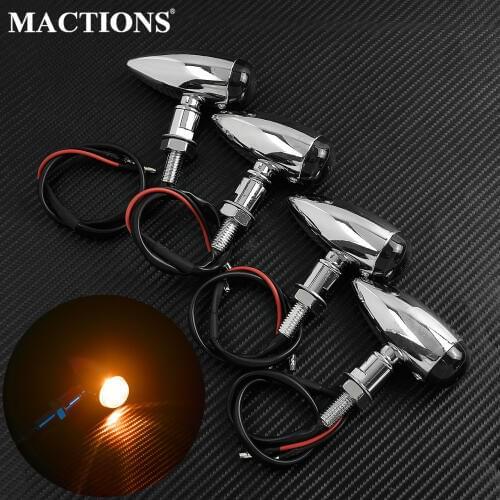 Universal Motorcycle EM Bullet Turn Signal Indicator Light Chrome Lamp 12V For Harley Touring Sportster Mini Bobber Chopper