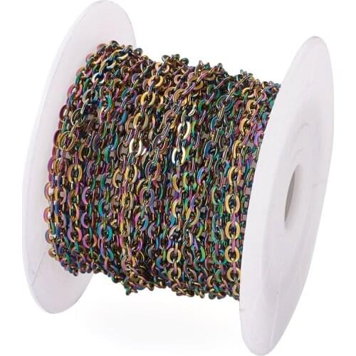 16.4 Feet 304 Stainless Steel Twisted Cable Chain 4x3x0.7mm Multi-Color Unwelded for DIY Necklace Bracelet Jewelry Making