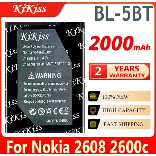 High Quality 2000mAh BL-5BT Battery For Nokia 2608 2600c 7510a 7510s N75 Battery BL5BT BL 5BT