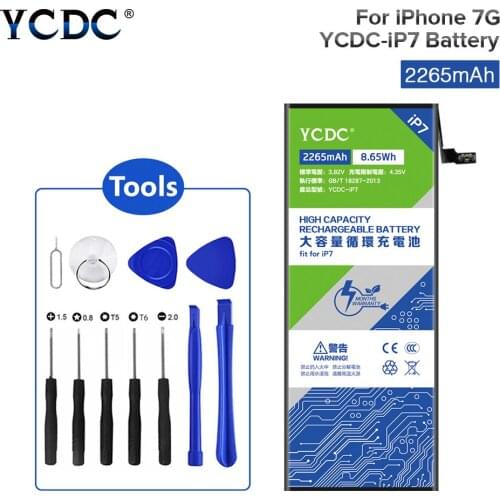 YCDC High Capacity Phone Battery For Apple iPhone 7 7G Replacement Batterie Battery For iPhone7 Batteries With Repair Tools