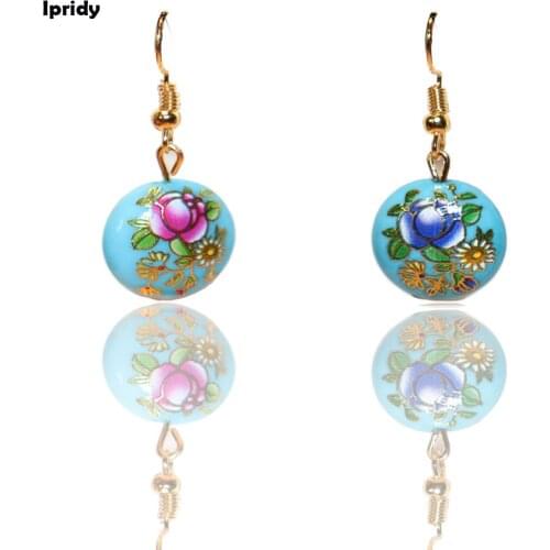 2PCS/LOT Ipridy Oblate Earrings Pendant with Pearl from Japanese Colored Drawing Beads Fashion Jewelry for Women