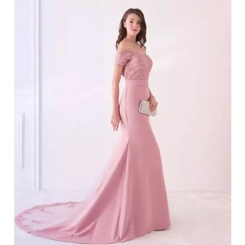 Off the Shoulder Bride Wedding Dress Slim Banquet Elegant Princess Evening Dress Women Birthday Party Formal Prom Dress A165