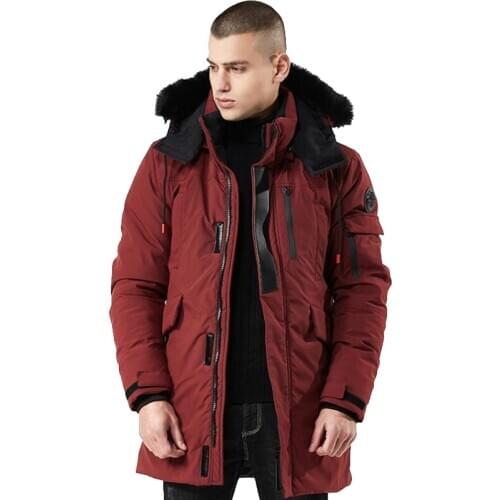 Winter Coat Men Windbreaker Fur Hooded Thicken Jacket Mens Streetwear Hiphop Military Trench Coats Long Parka jaqueta masculina