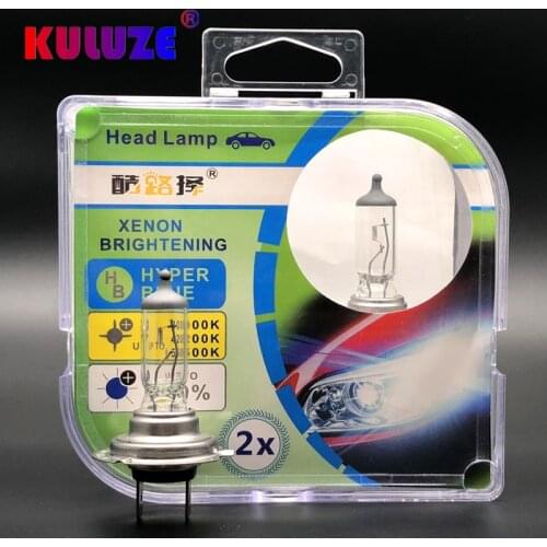 KULUZE High Quality H7 12V 55W Light Standard Car Headlamp 3200K Headlight Auto Fog Lamp Px26d Car Halogen Bulb 1 pair