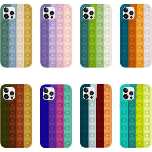 10pcs Relieve Stress Pop Fidget Toys Shockproof Soft Cover Silicone Case For Iphone 13 Pro Max 12 Mini 11 Xs Xr X 8 7 Plus Se