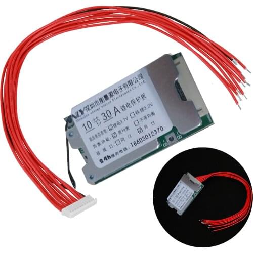 10S 36V 30A Li-ion Cell 18650 Battery Protection BMS PCB Board With Balance Function