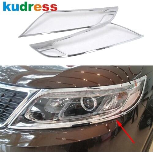 For KIA Sorento 2013 2014 ABS Chrome Front Headlight Cover Trim Head Light Lamp Frame Trims Sticker Car Styling Accessories 2pcs