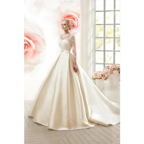 2018 Vintage Long Sleeve Lace Bridal gown Buttons See Through Back Abiti Da Sposa Vestido de Noiva mother of the bride dresses