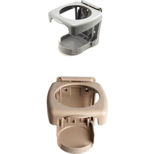 2x Gray+Beige Car Folding Drink Holder Cup Mugs Stand Hard Plastic Portable