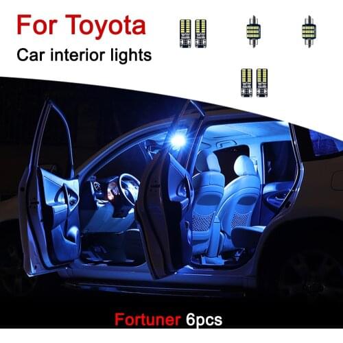 6pcs For Toyota Fortuner Car LED Bulbs Interior lights Trunk Lamp Kit Dome lights Trunk Lamp Licence plate light Accessories
