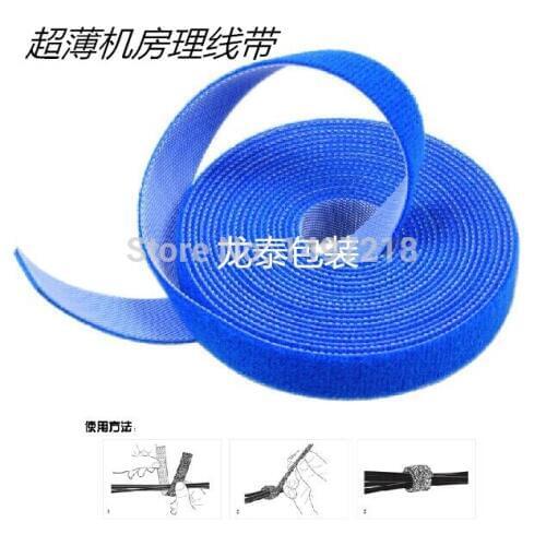 Freeshipping 1.2cm x 5m/roll ultra thin magic cable tie nylon strap Power Wire Management Magic Tape Sticks Hook & Loop Tape