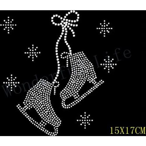 Free shipping 20PCS/lot Ice Skating Boot rhinestone iron on transfer crystal strass for skaters