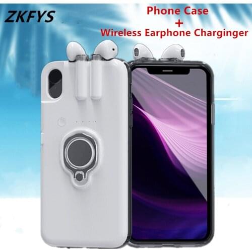 Earphone Charging Phone Cases For iPhone 11 Pro MAX 6 6S 7 8 Plus Wireless Bluetooth Earphone For iPhone X XS MAX XR Cover Cases