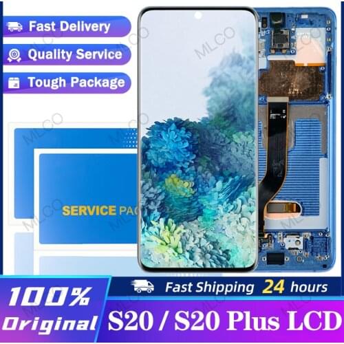 Original Super Amoled S20 G980F Display with frame for Samsung Galaxy S20 Plus G985F G985F/DS LCD Touch Screen Digitizer Repair