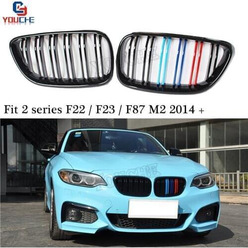 Gloss M 2-slat Kidney Grill Front Bumper Grille Mesh for BMW M2 F87 2 Series F22 F23 Coupe Cabriolet 220i 228i 230i M235i