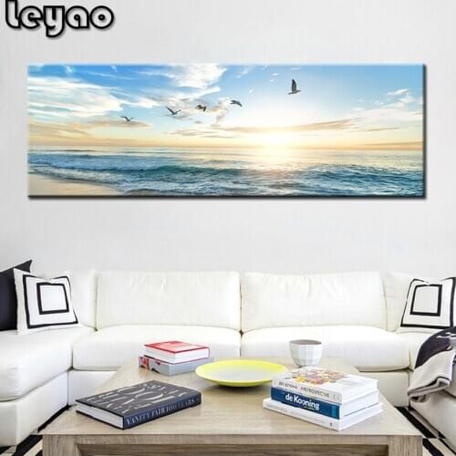 Natural Sea Beach Flying Birds Landscape diy diamond Painting Wall Art full diamond embroidery for Living Room Cuadros Decor