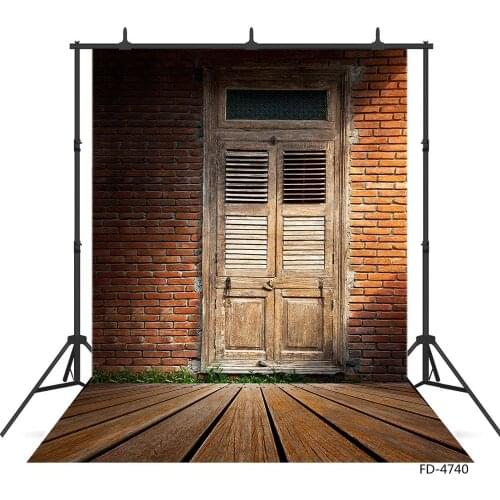 Brick Wall Wooden Door Floor Photographic Backdrop Custom Background for Children Baby Portrait Pets Toy Photophone Photo Studio