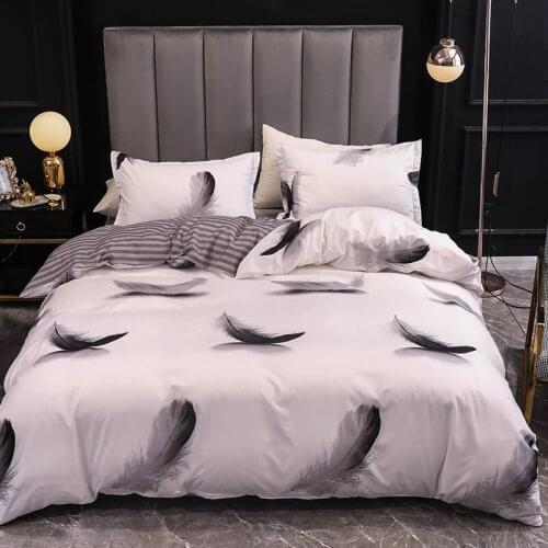 Home Hot Sale 3d Feather patterns Sanding Duvet Cover Set Au Us Eu Twin Full Queen King Bedding Set Comforter 3pcs Bed Linen Set