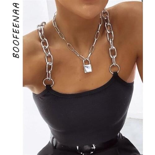 BOOFEENAA Chain Sexy Crop Tank Top Women Clothes 2020 Rave Festival Streetwear Fashion Summer Tops Black White C70-AE14
