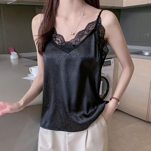 Lace Tank Tops 2020 Women Solid Camis Top Spaghetti Strap Summer Camis Shirts Backless Sexy Casual Plus Size Basic Tops Clothes
